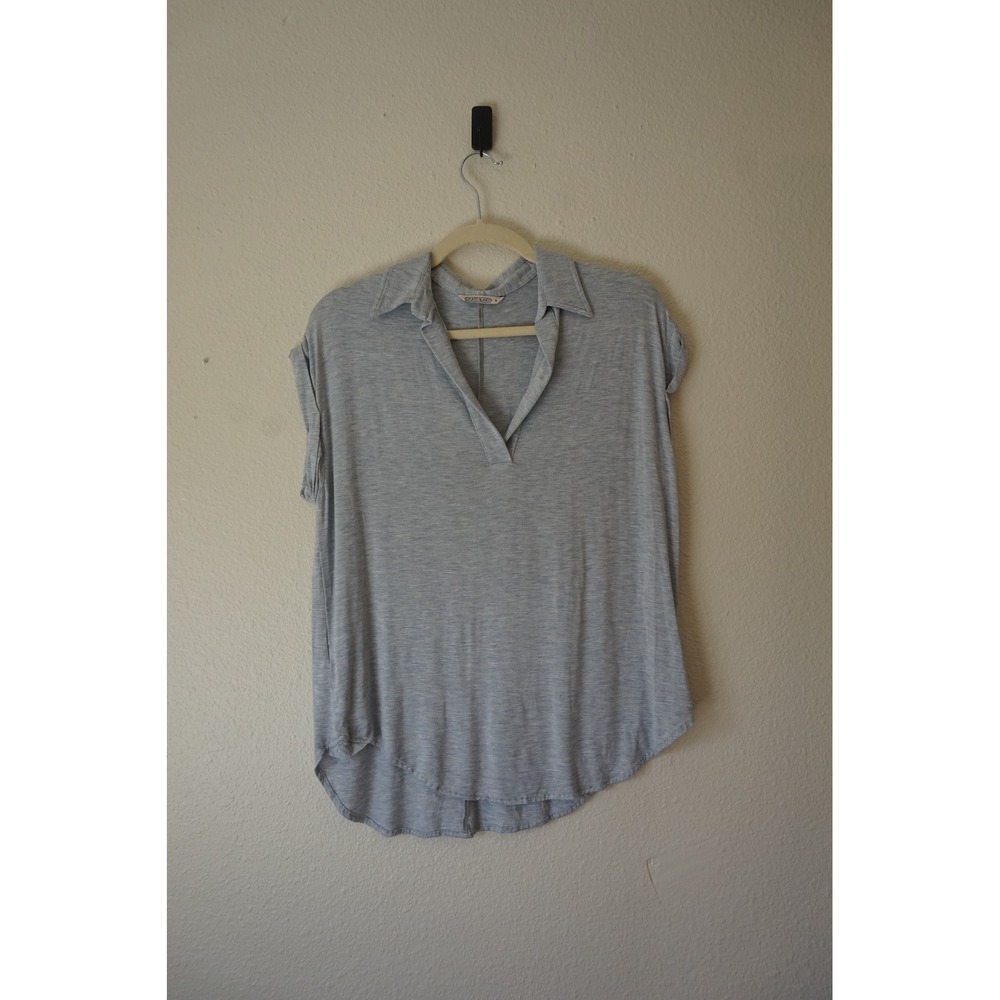 Punto Blanco V-Neck Polo Top Heathered Jersey Cap Sleeve athleisure‎ Small